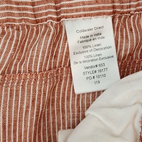 Coldwater Creek pants 100 % linen cropped elastic waistband wide leg - Picture 13 of 16
